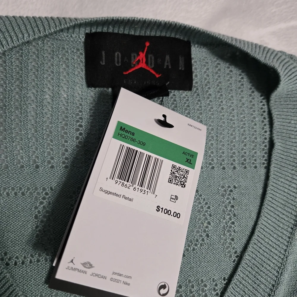 Nike Air Jordan Knit Jersey Top shirt Mineral Slate HQ0766-309 Men Size XL